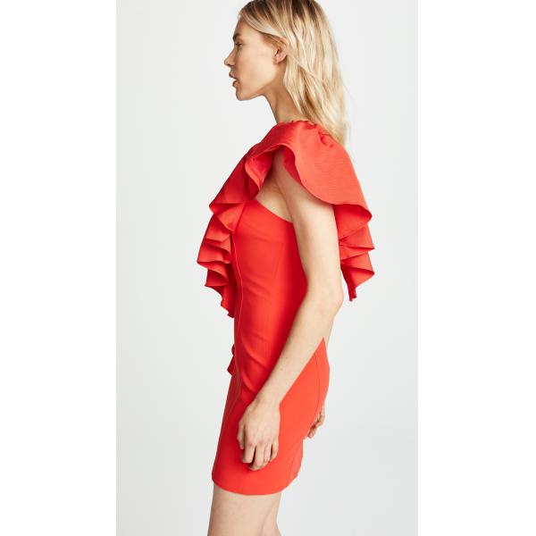 Ruffle Shoulder Ladies Dress Bodycon Mini