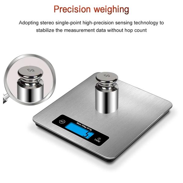 10kg Steel Kitchen Scale Digital Kitchen Food Weighing Scale Electronic Baking Scale