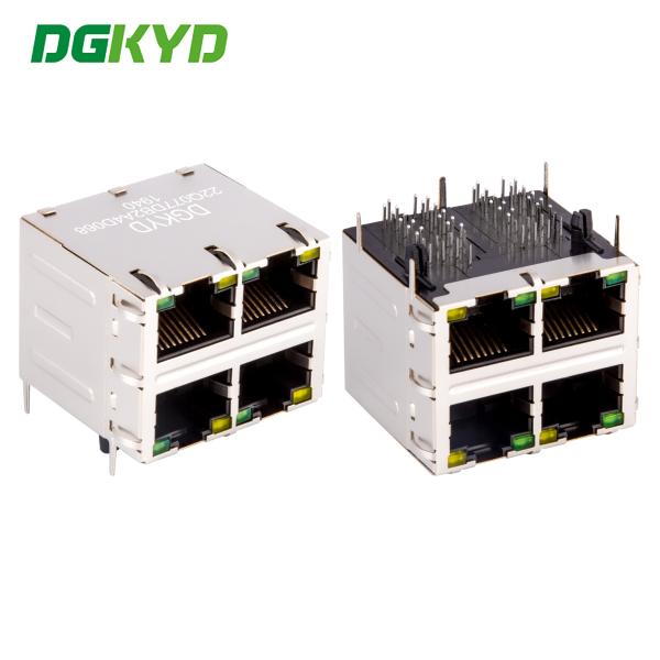 Buy Shield 2X2 Double Deck 4 Port 1000M Cat6 RJ45 Modular Jack With Ethernet Filter DGKYD22Q077DB2A4D068 at wholesale prices