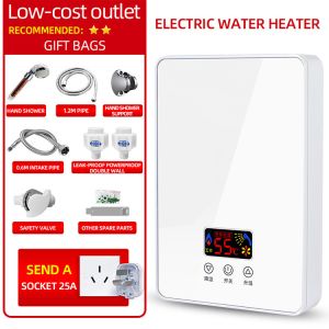 White Bathroom Water Heater Endless Immersion Heater Shower 6000W