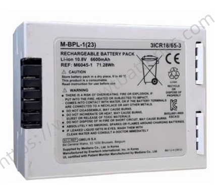 Rechargeable Lithium Ion Battery M-BPL-1(23) 10.8V 6600mAh Medical