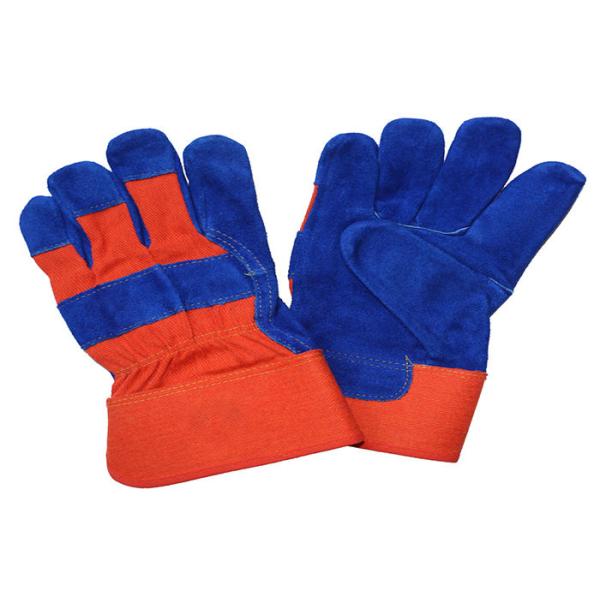 Blue Customized Safety Leather Hand Gloves , Hand Protection Gloves