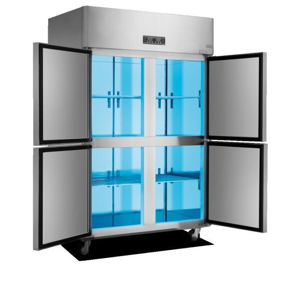 Thermal Insulation 4 Door Commercial Freezer Restaurant Commercial Stainless Steel Fridge Freezer