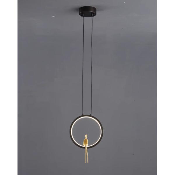 All-copper bedroom bedside chandelier Nordic light luxury creative personality character shape ring living room background wall decorative lamp