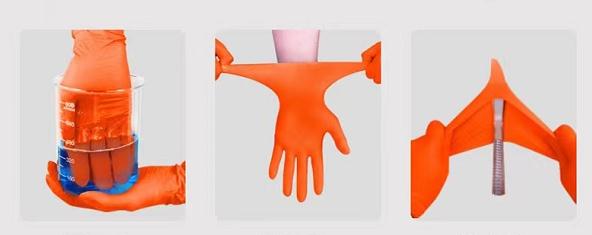 Household Orange Nitrile Disposable Gloves 7g Gram 30CM Industrial Cleaning