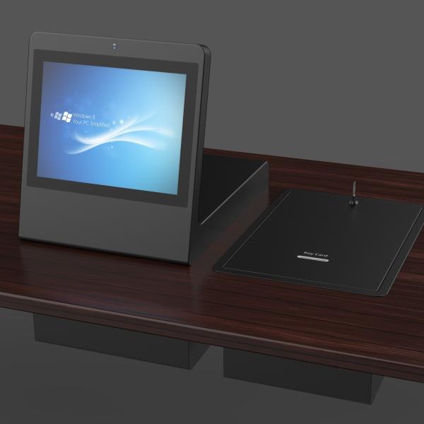 Tabletop Hotel Check In Kiosk Check Out Kiosk With Passport Scanner / Room Key