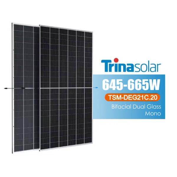 Buy Trina Solar Panel 645w 650w 650watt 655w 660w 665w Mono Half Cell Bifacial Double Glass at wholesale prices