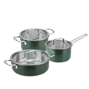 Home Kitchen Stainless Steel Cookware Set 3pcs With Lid