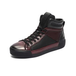 China ODM Burgundy Anti Skid Cow Leather Sneakers Euro 46size on sale