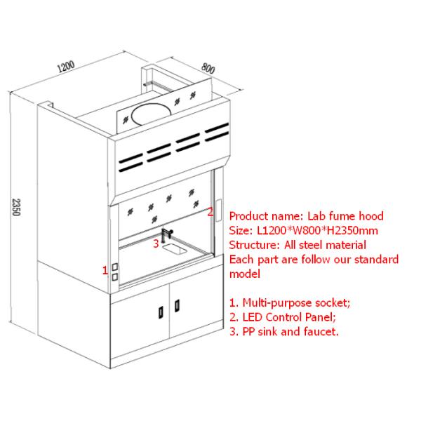 High Grade Polypropylene Fume Hood Temperature Resistance CE Approved