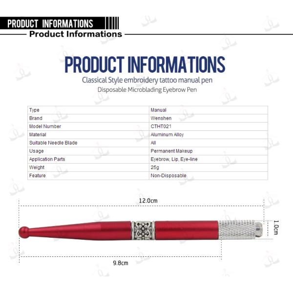 Aluminum Red Microblading Hand Tool Permanent Makeup Manual Tattoo Pen