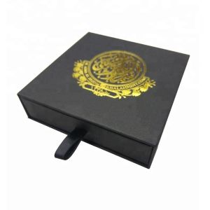 Luxury Hot Stamping Black Box Gift Packaging With CMYK Printing