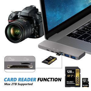 Thunderbolt 3 dual usb-c hub with SD Card reader for 2016 / 2017 / 2018MacBook