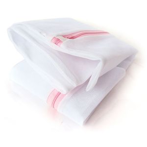 White Nylon Home Use Laundry Mesh Wash Bag with Zipper