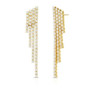 China 18K Gold Plated Cubic Zircon Tassel Brass Earrings on sale