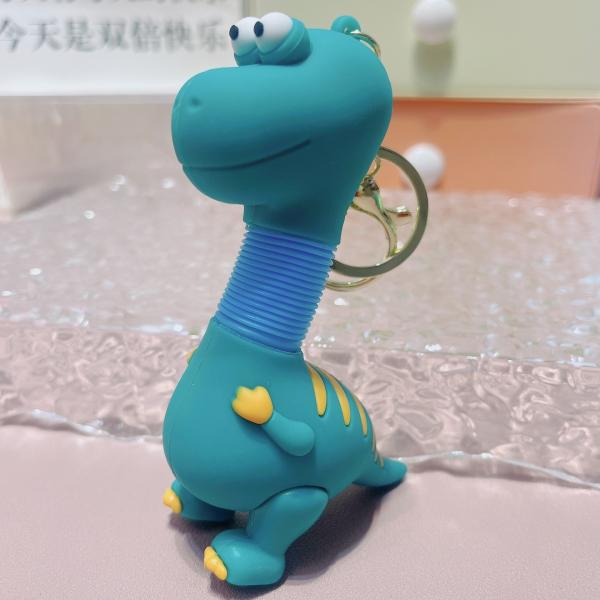 Year Gift Tastless Animal Silicone Stainless Steel Pendant Keychain with Cartoon Design