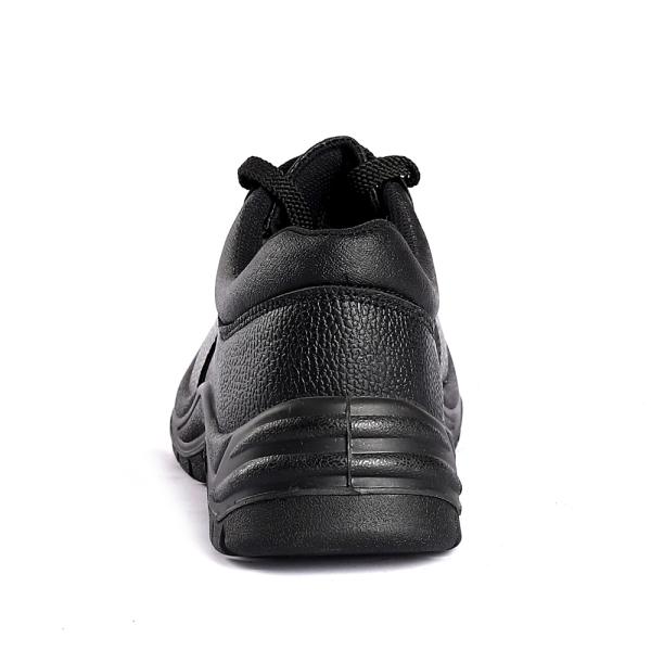 Puncture Resistant Steel Toe Black Embossed Leather Mesh PU Lace up Work Safety Shoes