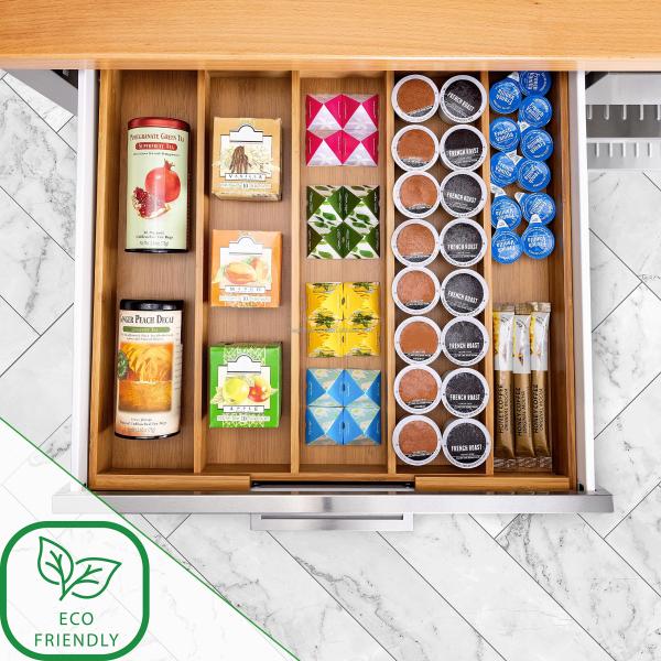 Convenient Bamboo Drawer Organizer for Household Sundries Storage 35.6 x 27.9 x 6.4 cm