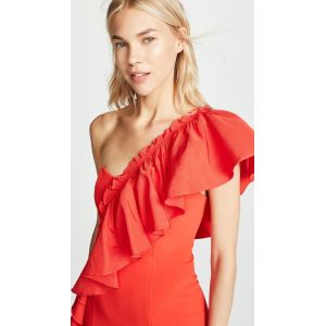 Ruffle Shoulder Ladies Dress Bodycon Mini