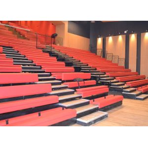 Customized Space Retractable Grandstands With Red Upholstered Bench