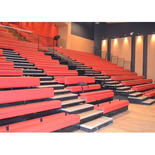 Buy Customized Space Retractable Grandstands With Red Upholstered Bench at wholesale prices