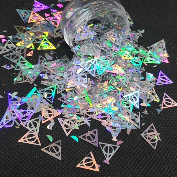 OEM Holographic Gold and Silver Glitter with Red Blue Green Triangles Other Holiday Supplies Essential