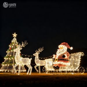 Santa Claus Reindeer Christmas Tree LED Lights - Illuminate the Festive