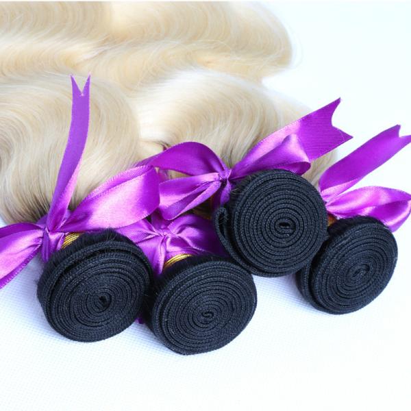 New arrival high quality 8A brazilian body wave human hair ombre black root to blonde hair weft