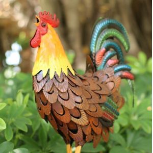 Europe Style Iron Chicken Model Garden Decoration