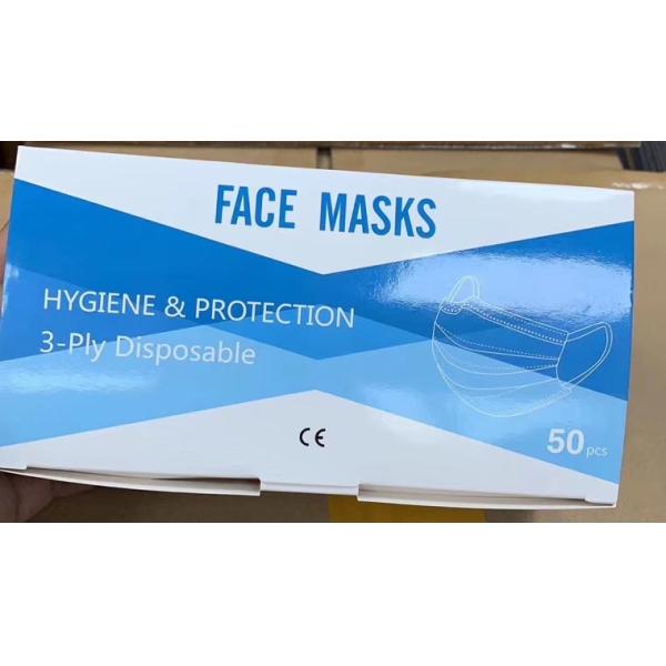 Non Woven fabric 3 Ply Disposable Face Mask / Public Place Blue Face Mask