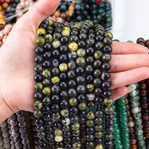 Serpentine Jade Round Bead Natural Crystal Gemstone Loose Bead Strands for DIY