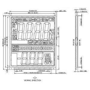 Multimeter Customized VA LCD Panel VDD 3.3V Segment LCD Display
