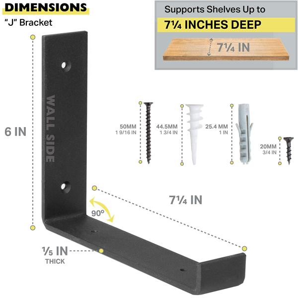 Sturdy Heavy Duty Wall Mount Bracket for Heavy Shelves Easy to Assemble 5mm Thickness