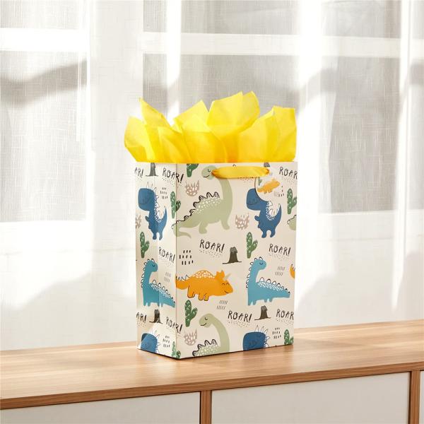 Supply Kids Baby Cartoon Printed Gift Packaging Paper Shopping Bag with Folding Style