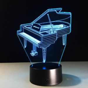 Piano 7 Colors Change 3D LED Night Light with Remote Control Ideal For Birthday