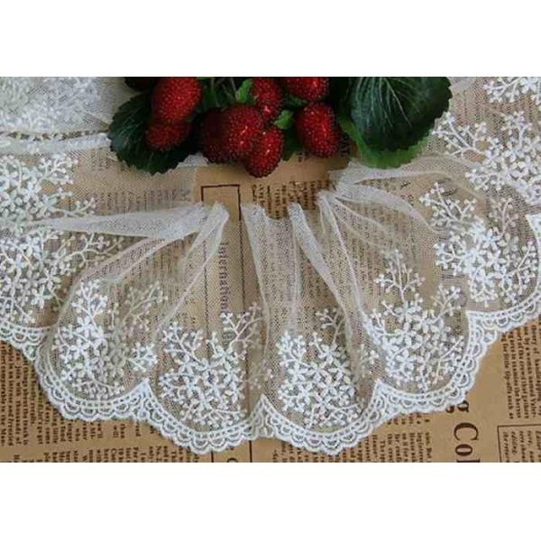 Buy Ivory Embroidery Nylon Lace Trim With Snowflake Pattern For Bridal Veil at wholesale prices