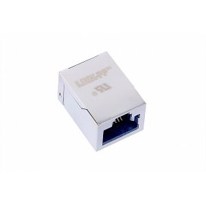 PoE+ Tab Down Magnetic RJ45 Jack 1X1 RoHS With No LEDs 0816-1X1T-GJ-F
