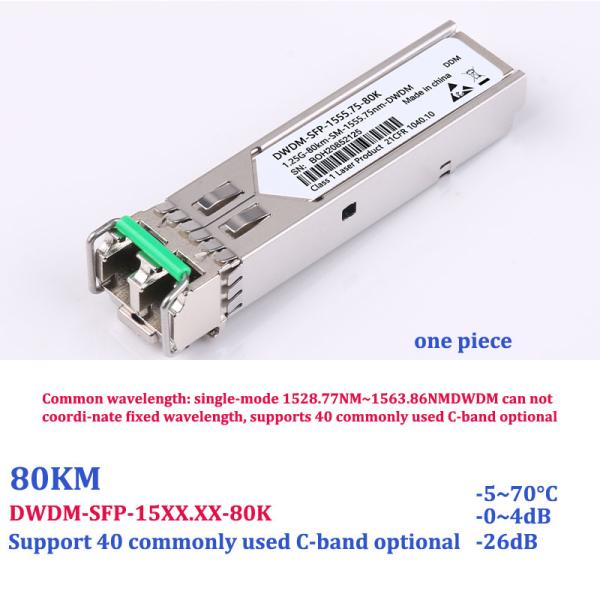 1.25G Dwdm Sfp Transceiver , Sfp Single Mode Module 1528.77nm-1563.86nm