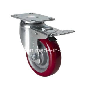 Quality Heavy-Duty 5024-85 Medium 4&quot; 130kg Plate Brake TPU Caster for Industrial Equipment for sale