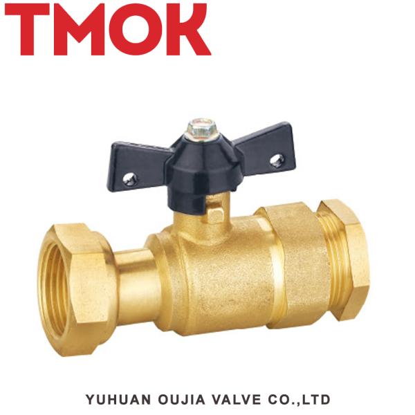 top sales brass color black handle compression fitting external thread brass ball vavle