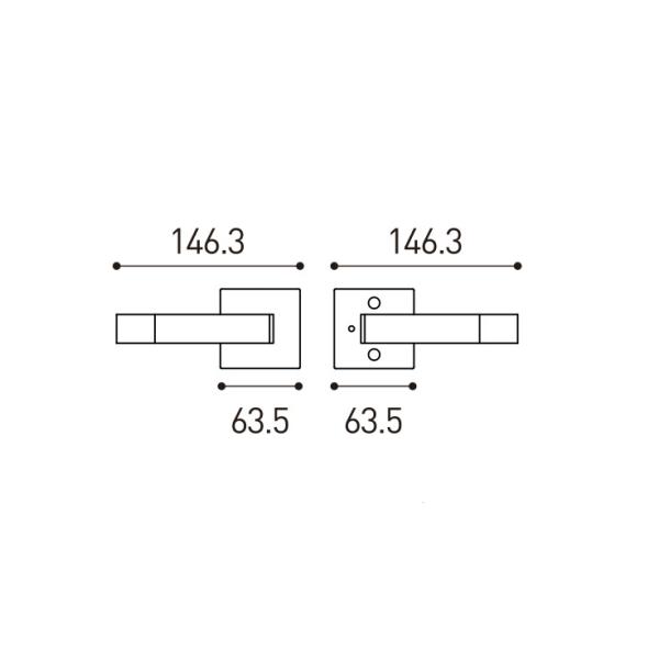 Slim Square Contemporary Internal Door Handles For Home / Bedroom