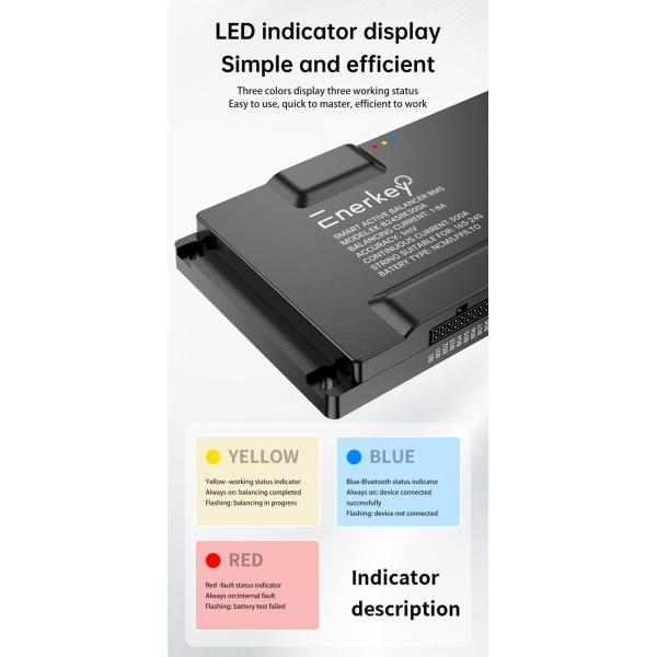 Enerkey BMS Protection Electric Vehicles Smart Bms 16S 17S 18S 19S 20S 21S 22S 23S 24S 100A 200A 300A with 8A Active Balance