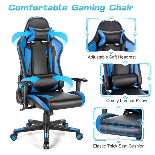 Adjustable Ergonomic Racing Gaming Chair with Lumbar Support and Height Adjustment