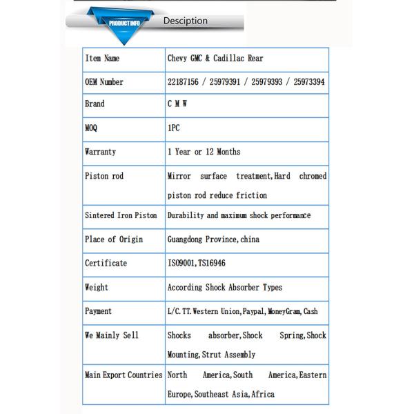 Air Spring Suspension For GMC Cadillac Chevy Shock Absorber 25979393 25979394 22187156