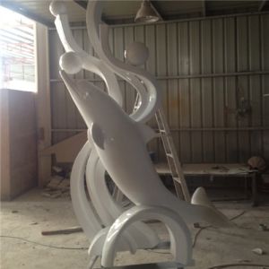 Ocean Park Outdoor Fiberglass Dolphin Statue Polished 100cm Painted