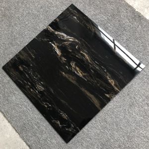 GLOSSY Black Gold Marble Ceramic 24x24 Square Tile for Outdoor and Indoor Luster