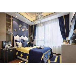 Modern Fashion Style Boy Bedroom Wooden Latest Design Velvet Bed