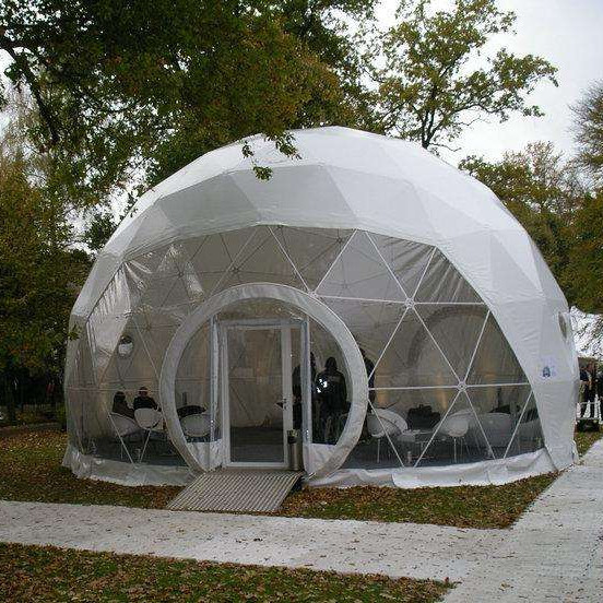 Outdoor Hotel Camping PVC 10m Geodesic Dome Tent With Door Dome Camping Tent