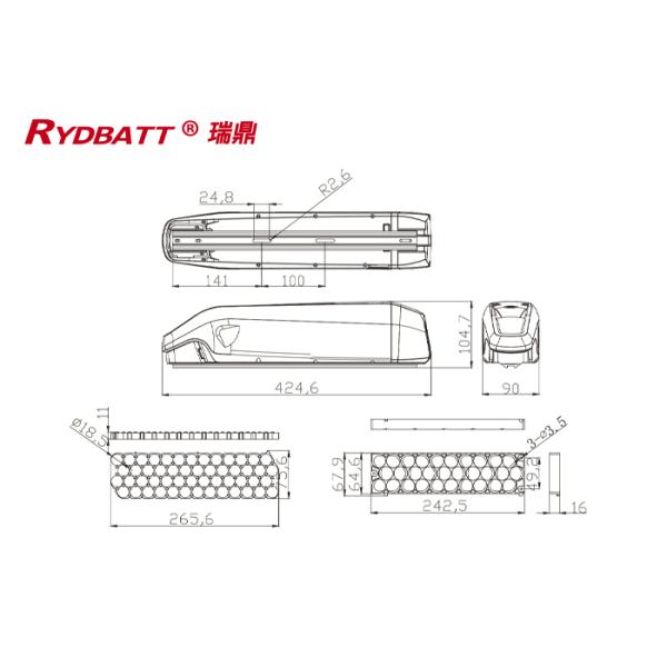 RYDBATT SSE-109(48V) Lithium Battery Pack Redar Li-18650-13S4P-48V 10.4Ah For Electric Bicycle Battery