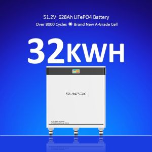 32KWH Lifepo4 Battery with Smart BMS 200A Home Energy Storage 32kwh Solar Systems 8000 Cycle 51.2V 628AH Lifepo4 Battery with Wheel